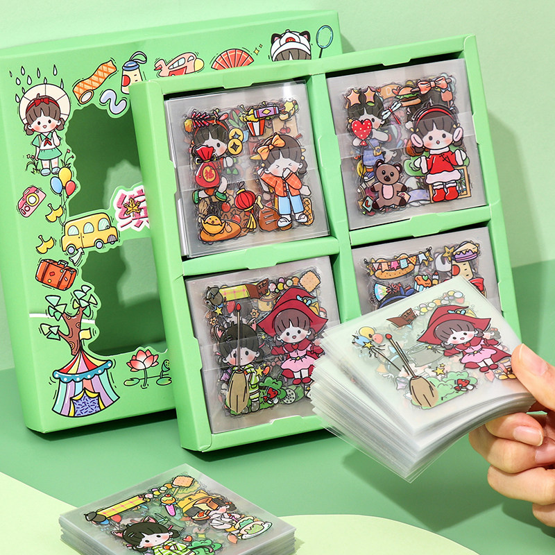 어린이와 소녀를위한 200 귀여운 스티커 휴대 전화 장식 작은 패턴 방수 소녀 심장 DIY 핸드북 GUKA 스티커-