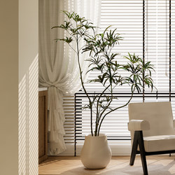 Artificial Green Plants for Decoration, Peacock Wood Plants for Indoor Living Room and Balcony, Cream-Colored Mid-Century Style Soft Furnishings