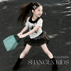 Girls' Fashion Set Stylish Trendy Dress Short-Sleeved 2026 New Children's Korean Style Outfit Summer Breathable Clothing