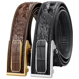 
Thailand imported alligator leather trousers belt men's genuine leather tungsten steel automatic buckle high-end middle-aged brand business trend