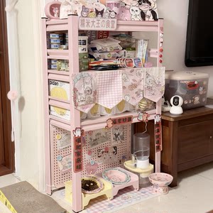 
Healing cat canteen storage rack dog canteen three-layer large-capacity pet supplies storage rack organizing rack