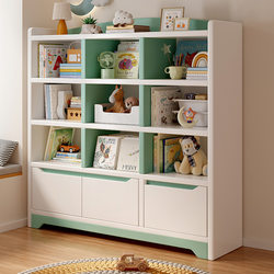 Large-Capacity Children's Bookshelf, Wall-Mounted Bookcase, Student Home Storage Rack, Simple Storage, Multi-Layer Grid Cabinet