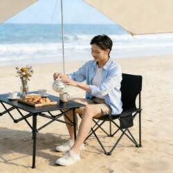 Beach Folding Chair, Portable Outdoor Camping Chair, Picnic Chair with High Backrest, Fishing Chair, Artist Sketching Chair
