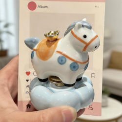 Get Rich Instantly Office Stress-Relief Healing Jingdezhen Ceramic Spinning Horse Creative Desktop Ornament New Year Gift