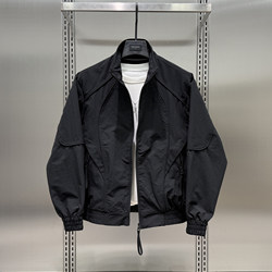 Trendy Stand-Collar Zip-Up Jacket for Men, 2026 Spring Fashion, Loose Black Coat, American-Style Relaxed High Street Style, Stylish