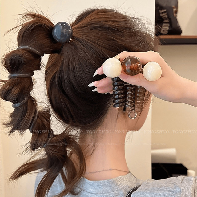Retro simple bubble braided headband for women 2025 new high-end phone line hair loop tie ponytail hair braiding artifact headdress