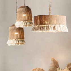 Bohemian Retro Hemp Rope Tassel Chandelier Living Room B&B Hotel Restaurant Dining Table Lamp Creative Wabi-Sabi Style Chandelier