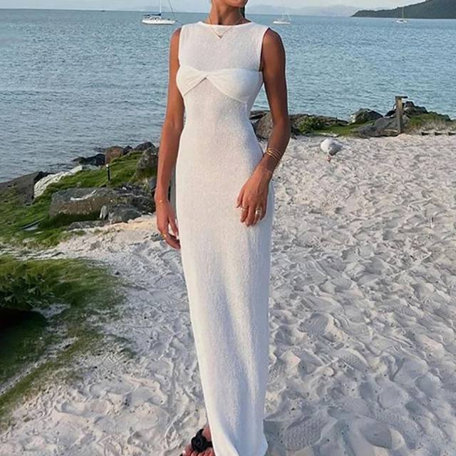 Women Fashion Casual Vacation Beach Hollow Knitted Dress main image 1