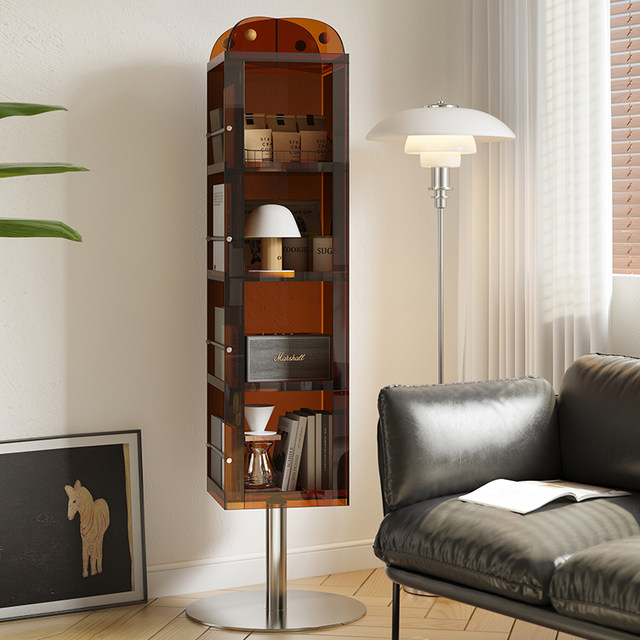Floor rotating mirror full -body mirror storage magazine cabinet library cabinet modern minimalist living room side cabinet porch mirror cabinet