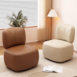 Single Sofa Chair, Cream Style Lazy Sofa, Living Room Balcony Leisure Chair, Small Chair with Backrest, Comfortable Swivel Seat
