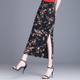 Chiffon skirt for women in summer high waist 2025 new floral hip skirt slit drooping temperament one-step long skirt