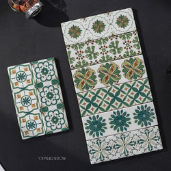 Retro Art Long Strip Tiles American-Style Mosaic Pattern Tiles Kitchen Balcony Tiles Bathroom Restaurant Floor Tiles