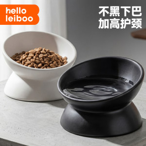 
Laiben black cat bowl ceramic water bowl pet drinking bowl oblique mouth cat food bowl cat bowl cat protection cervical vertebra black bowl
