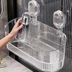 New Suction Cup Bathroom Shelf, No-Drill Wall-Mounted Storage Rack for Toilet and Washbasin, Various Types