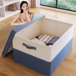 Fabric Storage Box for Home Use, Large Capacity, Extra-Large, Foldable, Thickened Wardrobe Storage Box Organizer