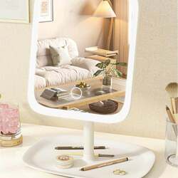 Cosmetic Mirror with Light 2026 New Model Led Smart Bedroom Dressing Table Vanity Mirror Female Student Dormitory Desktop Mirror