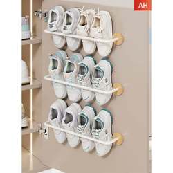 Shoe Cabinet Layered Rack Wall-Mounted No-Drill Dormitory Indoor Door-Back Shoe Rack Shoe Storage Organizer Slipper Rack