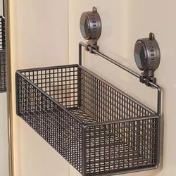 Suction Cup Storage Rack for Bathroom, No-Drill Toilet Washbasin Wall-Mounted Organizer for Shower Room