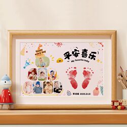 One-Year-Old, Full-Month, Hundred-Day Hand and Foot Print Commemorative Photo Frame Newborn Baby Ceremony Gift Dragon Baby Footprint Clay Gift