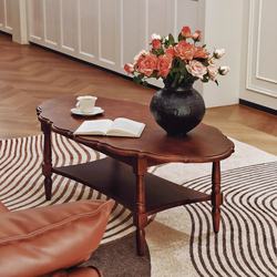 Beigu Iris Flower Coffee Table 2026 New Model Vintage Living Room Solid Wood Home Use Light Luxury High-End Cream Style for Small Apartments