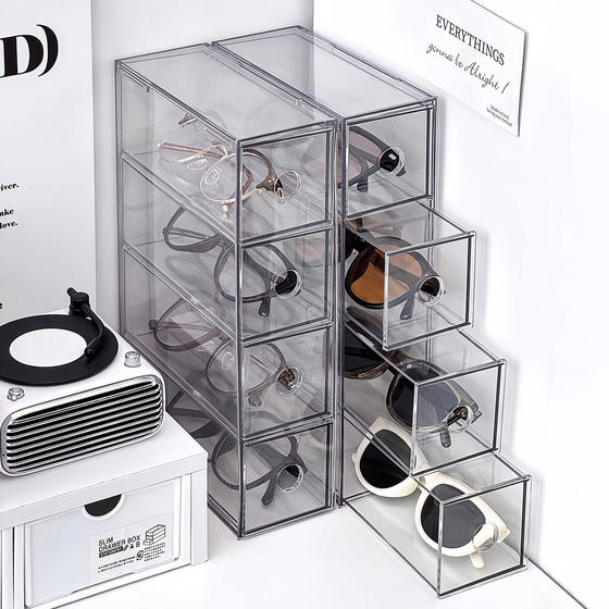 
Glasses storage cartridge sunglasses sunglasses desktop multi-grid drawer type finishing box acrylic multi-layer display rack