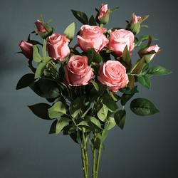 Bulgarian rose bouquet American simulated flowers fake flowers artificial flowers single branch living room ornaments floral silk flower art