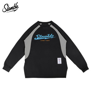 
SLAMBLE sports color block American long-sleeved T-shirt men and women shooting suits quick-drying breathable running fitness suit sweating