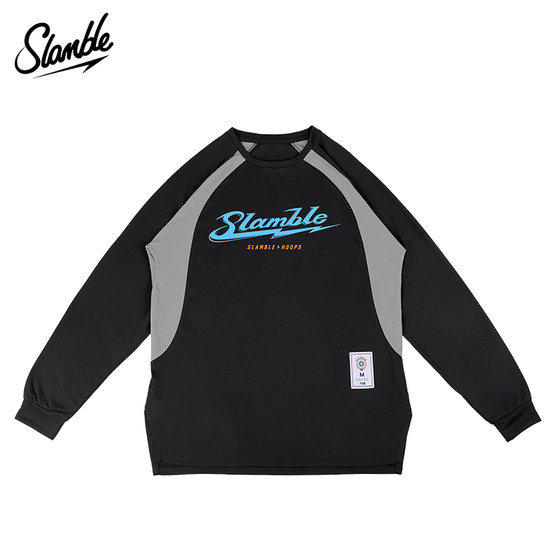 
SLAMBLE sports color block American long-sleeved T-shirt men and women shooting suits quick-drying breathable running fitness suit sweating