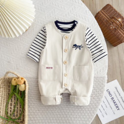 Boys' Spring and Autumn Overalls Set, Autumn 2026 New Stylish Baby Base Shirt, Infant Clothing Two-Piece Set