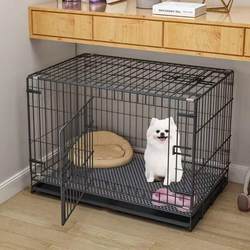 Dog cage small dog home indoor folding teddy bear medium dog with toilet separated pet cage kennel