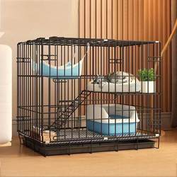 Cat Cage for Home Use, Indoor Double-Layer Cat House with Extra Large Free Space, Foldable Cat Villa, Two-Story Cat Shelter, Cat Supplies