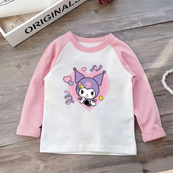 2026 New Children's Long-Sleeved T-Shirt for Girls, Pure Cotton Base Shirt, Stylish Cartoon Versatile Top for Spring and Autumn