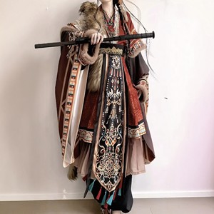 
Original Hanfu for women [Genghis Khan] improved exotic ethnic Tibetan wind fairy clothes for men and women winter suits