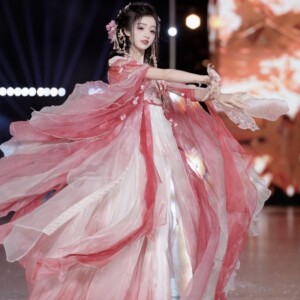 
Original Hanfu Women [Tu Qiqi-Peach Blossom] Twelve Flower God Series Super Immortal Heavy Industry Embroidery Chest-Full Skirt Set