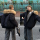 300Jin [Jin equals 0.5 kg] Large size women's fat mm black work cotton clothing for women American retro park thickened large fur collar jacket