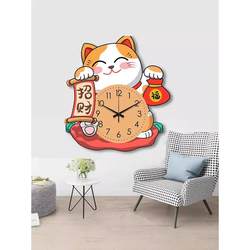 2025 New Restaurant Recruitment Cat Grandfather Clock Wall Clock Living Room Internet Celebrity Creative Watch Home Leisure Wall Clock