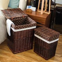 Bamboo Basket Storage Basket, Bamboo Woven Dirty Clothes Storage Basket, Extra-Large Dirty Clothes Basket with Lid, Hot Pot Restaurant Clothes Storage Basket