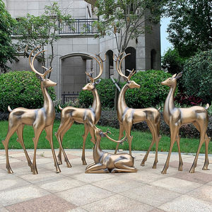 
Outdoor fiberglass sculpture simulated white deer ornaments copper deer garden landscape sika deer animal wedding decoration