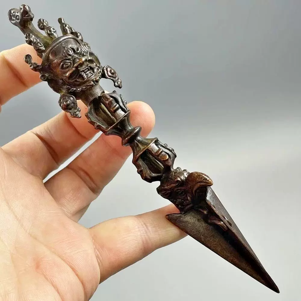 銅製 三面密教法器 置物 馬頭金剛杵 降魔明王 装飾品 工芸品 美術品 置物 銅製 三面密教法器 置物 馬頭金剛杵 降魔明王 装飾品 工芸品 美術