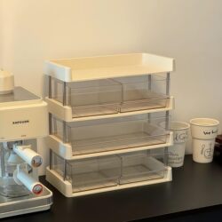 [Storage Essentials] Multi-Functional Desktop Storage Rack for Tea and Cosmetics, Multi-Layer Partitioned Storage with Frame, Large Capacity