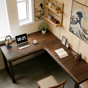 
South American walnut solid wood corner table L-shaped desk with drawer storage desk home computer desk study table