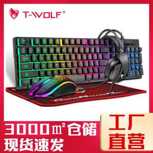 
Thunderwolf TF400 game four-piece luminous game set keyboard and mouse headset RGB keyboard and mouse computer accessories