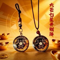 Six-Pointed Star Seven-Star Wealth Array Energy Keychain Pendant Round Ornament Car Keychain Bag Pendant
