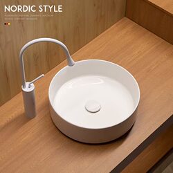 Round Bathroom Countertop Basin, Thin Edge Balcony Washbasin, Small Size Household Washbasin, Small Apartment Washbasin