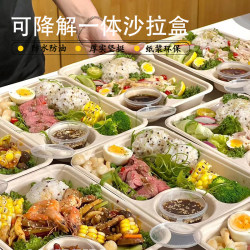 Disposable Salad Bowl Packaging Box, Light Meal Bento Box, Integrated Salad Box, Food-Grade Lunch Box, Meal Box with Sauce Box