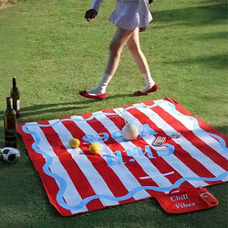 ins Wind Stripe Picnic Mat Beach Mat Moisture-Proof Thickened Waterproof Spring Outing Mat Seaside Camping Mat Oxford Cloth