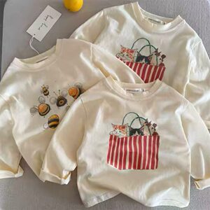 
Children's cartoon T-shirt 2026 spring and autumn new style boys' tops baby long-sleeved T-style girls' bottoming shirts pure cotton
