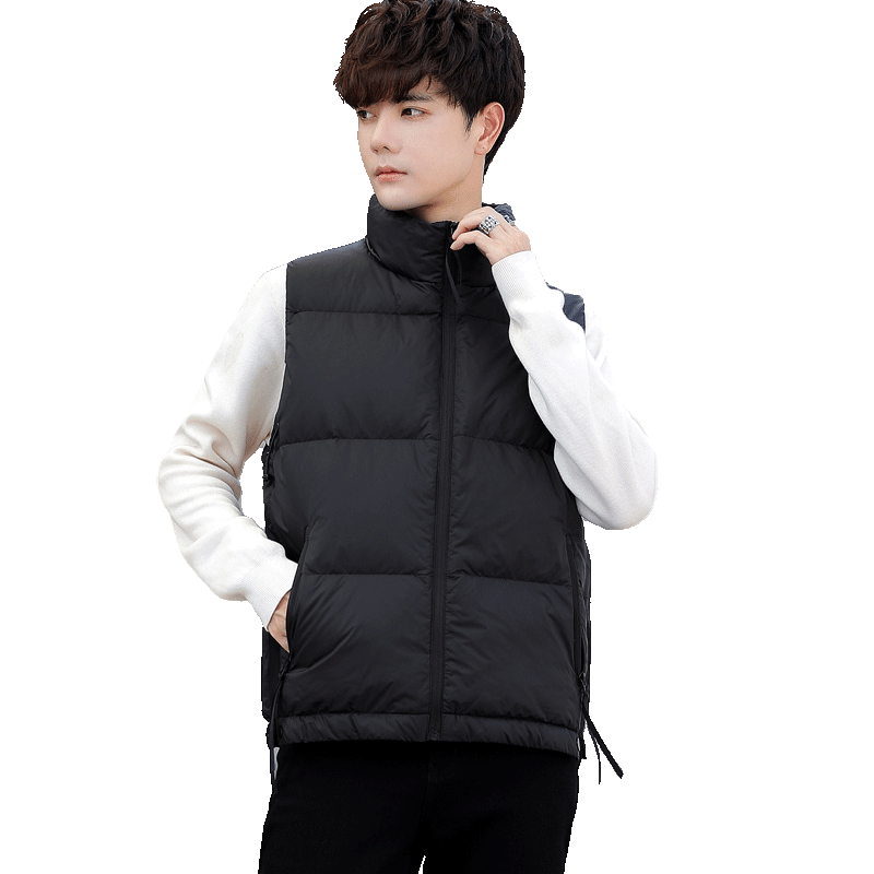 Plel vest men's autumn and winter sleeveless down jacket gray duck down duck down and warm, shoulder thick vest, standing horses hipcolor coat
