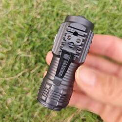 Mini Led Strong Light Flashlight with Three Lights, Outdoor Lighting, Long-Range, Portable, Rechargeable, Clip-On, Ultra-Bright Work Light