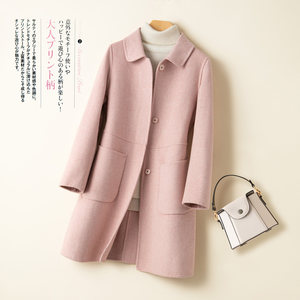 
2024 autumn and winter new high-end temperament double-sided cashmere coat for women off-season small mid-length woolen jacket